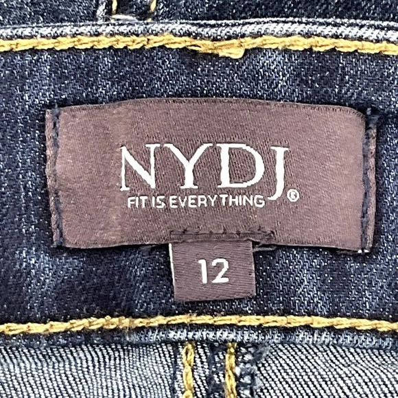 NYDJ Marilyn‎ Crop Straight Jeans Women Sz 12 Stretch Dark Wash Denim - Picture 3 of 10